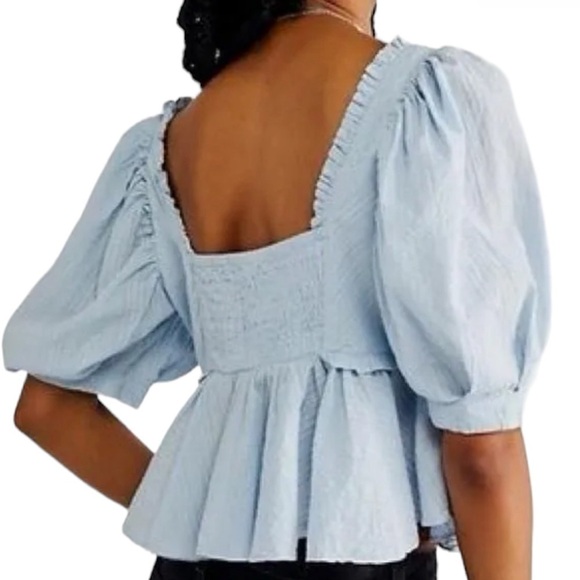 Free People Leave it to me top blue square neck - Picture 4 of 9